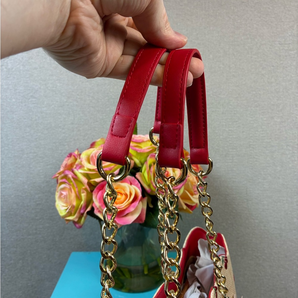 Betsey Johnson Raffia Cherries XOTOTE-L BM30065 Tote Bag - NWT w/ Bonus Charm - Picture 5 of 9